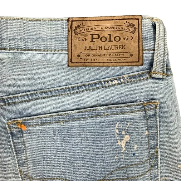 Polo Ralph Lauren Jeans Size 29 Tompkins Skinny Crop Blue Wash Kennedy Painted - Picture 12 of 16